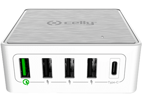 Cargador Red Celly 60W 4 USB y 1 USBC Cargador Red Celly 60W 4 USB y 1 USBC