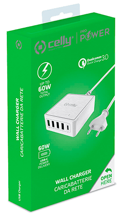 Cargador Red Celly 60W 4 USB y 1 USBC Cargador Red Celly 60W 4 USB y 1 USBC