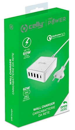 Cargador Red Celly 60W 4 USB y 1 USBC Cargador Red Celly 60W 4 USB y 1 USBC