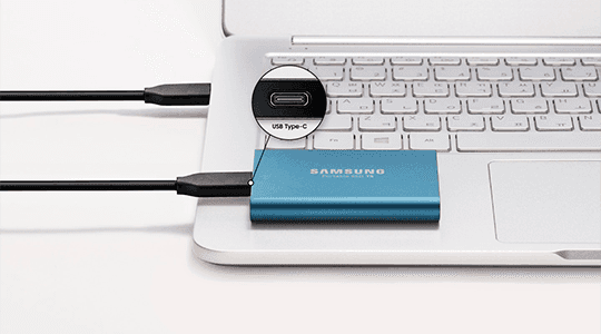 Samsung Portable SSD T5 1TB - Fácil de conectar Samsung Portable SSD T5 1TB Fácil de conectar