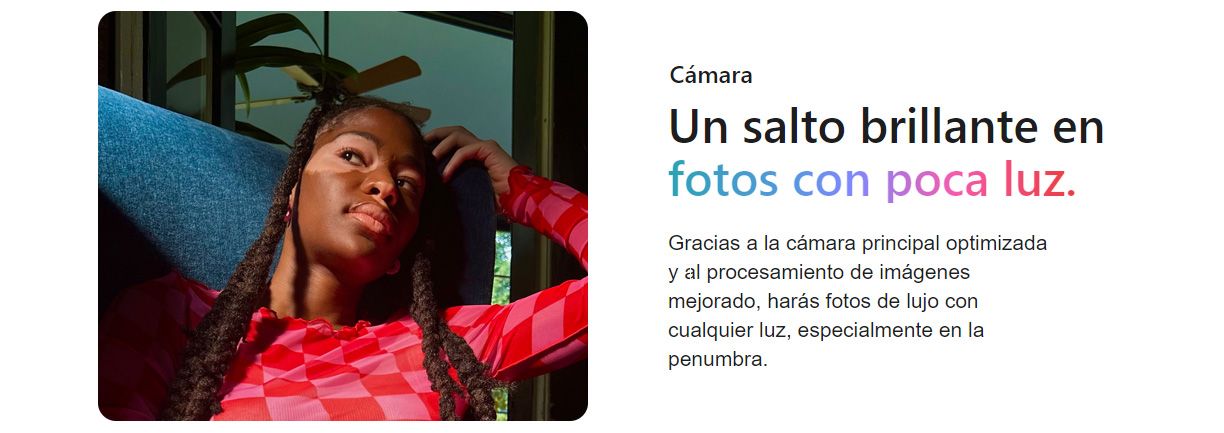 Diseño del iPhone 14 en color blanco estrella sobre superficie clara