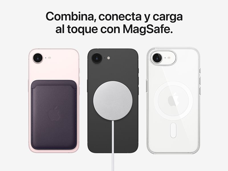 iPhone 17e 256 GB Carga inalámbrica rápida. Todo encaja con MagSafe