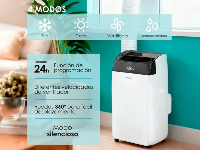 Aire acondicionado portátil Daitsu Alisios Premium APD12FCX - 4 funciones en 1 Aire acondicionado portátil Daitsu Alisios Premium APD12FCX 4 funciones en 1