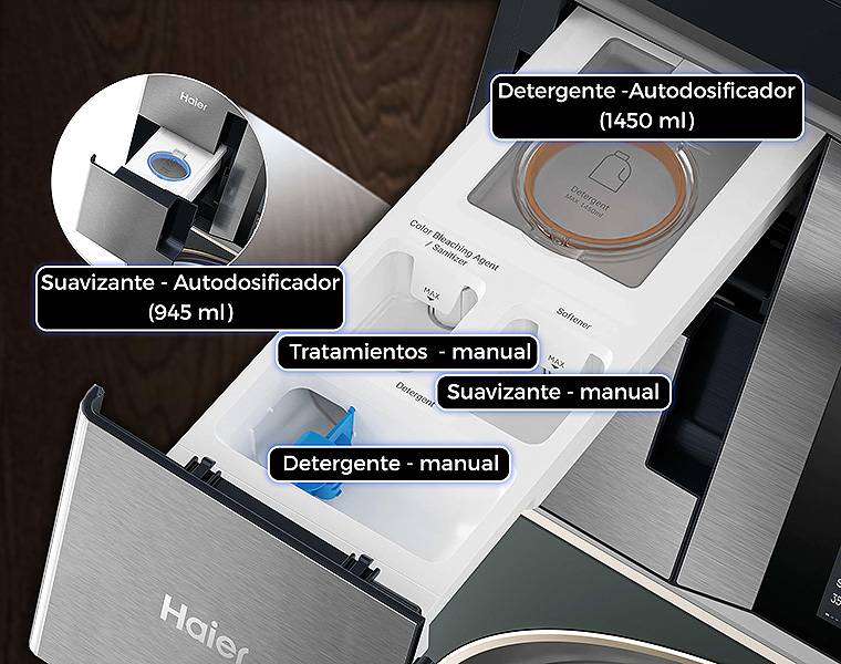 Lavadora secadora Haier HWD180BD12LGNU-S - Autodosificación más flexible Lavadora secadora Haier HWD180BD12LGNU-S Autodosificación más flexible