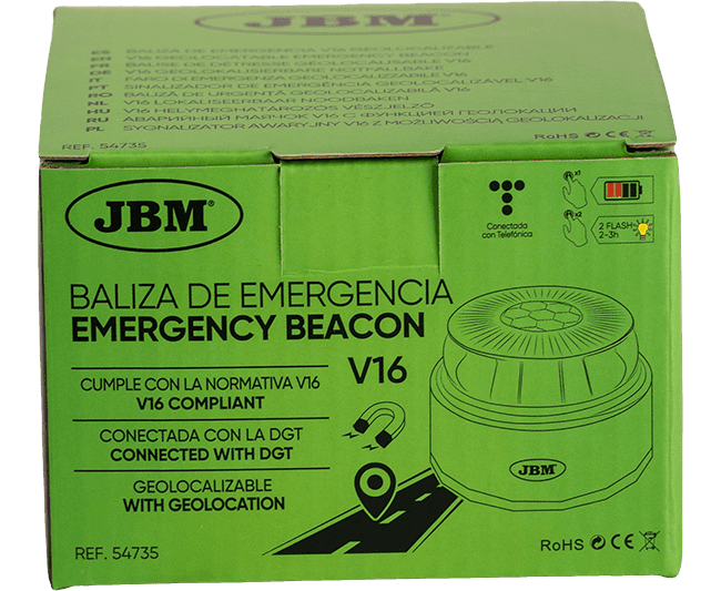 Pack de 2 balizas de emergencia conectadas (V16) JBM Pack de 2 balizas de emergencia conectadas (V16) JBM