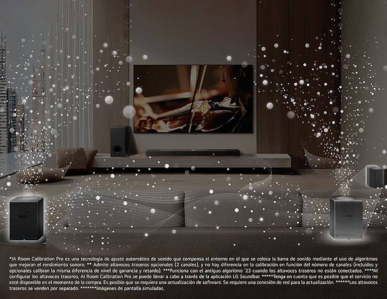 Barra de sonido LG S90TR - Sonido inteligente adaptado a tu hogar (AI Room Calibration Pro) Barra de sonido LG S90TR Sonido inteligente adaptado a tu hogar (AI Room Calibration Pro)