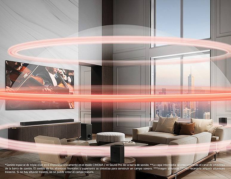 Barra de sonido LG S70TY - Sonido espacial de triple nivel Barra de sonido LG S70TY Sonido espacial de triple nivel