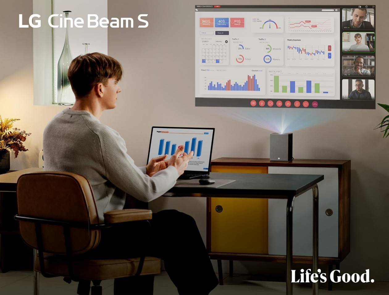 Proyector LG CineBeam S PU615U - Trabaja y disfruta de tu entretenimiento en cualquier lugar Proyector LG CineBeam S PU615U Trabaja y disfruta de tu entretenimiento en cualquier lugar