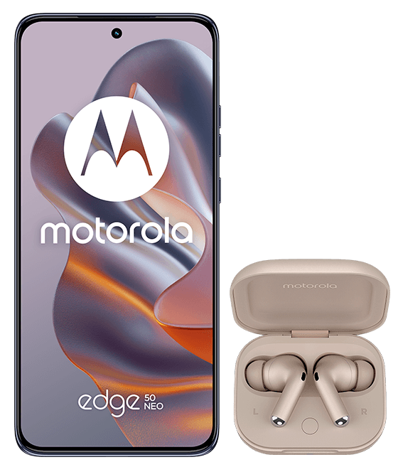 Motorola Edge 50 Neo 512 GB gris + auriculares inalámbricos Motorola Moto Buds+ beige