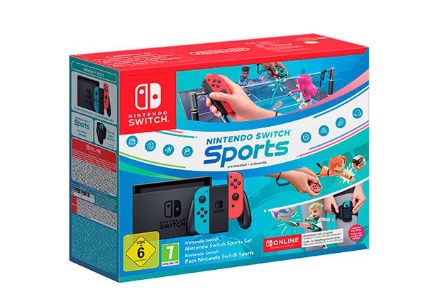 Consola Nintendo Switch + Switch Sports + Super Mario Party Jamboree + Super Mario Bros Wonder Switch Sports