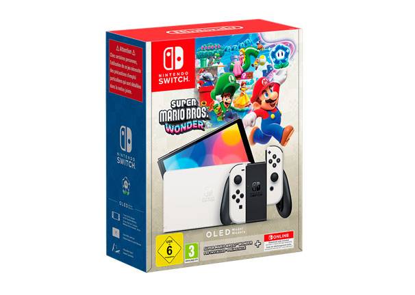 Consola Nintendo Switch OLED + Super Mario Bros Wonder + Super Mario Odyssey + Super Mario Party Jamboree - Viaja a un mundo maravilloso en Super Mario Bros Wonder Consola Nintendo Switch OLED + Super Mario Bros Wonder + Super Mario Odyssey + Super Mario Party Jamboree Viaja a un mundo maravilloso en Super Mario Bros Wonder