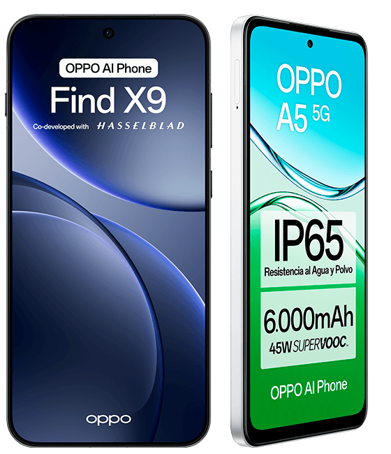 OPPO Find X9 5G 512 GB negro + OPPO A5 5G 128 GB verde OPPO Find X9 5G 512 GB negro + OPPO A5 5G 128 GB verde