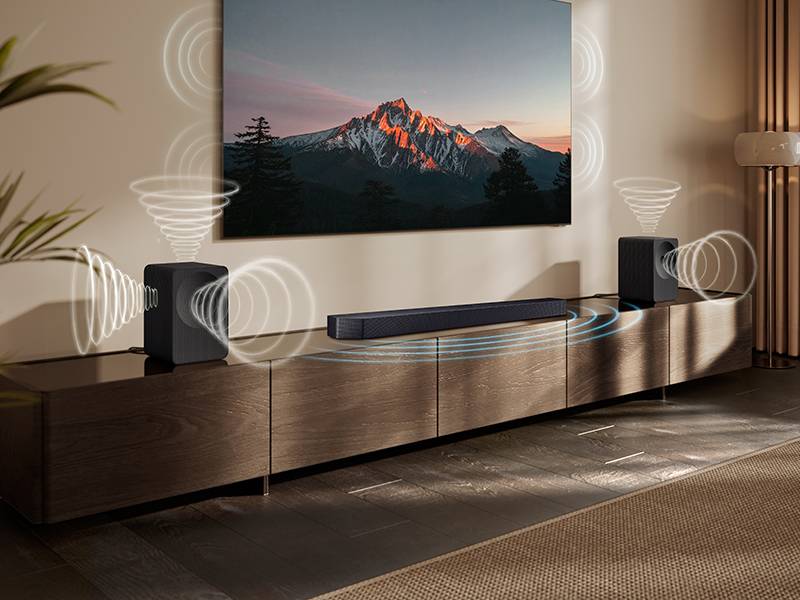 Altavoz portátil Samsung Music Studio 7 ¡Tus Music Studio también como altavoces laterales de tu TV gracias a Q-Symphony!