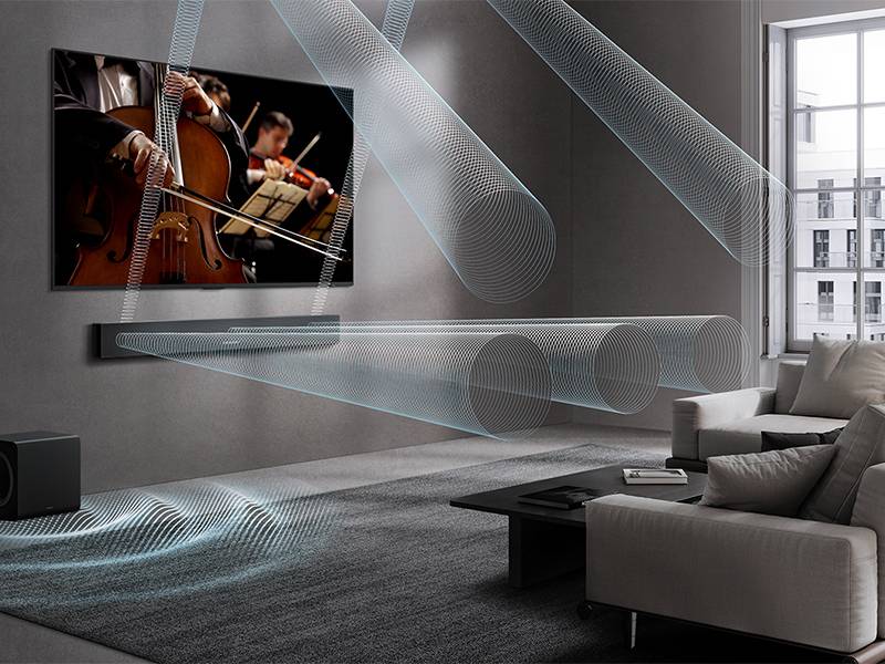 Barra de sonido Samsung HW-Q600H/XC - Potencia de sonido con 3.1.2 canales Full Surround real Barra de sonido Samsung HW-Q600H/XC Potencia de sonido con 3.1.2 canales Full Surround real