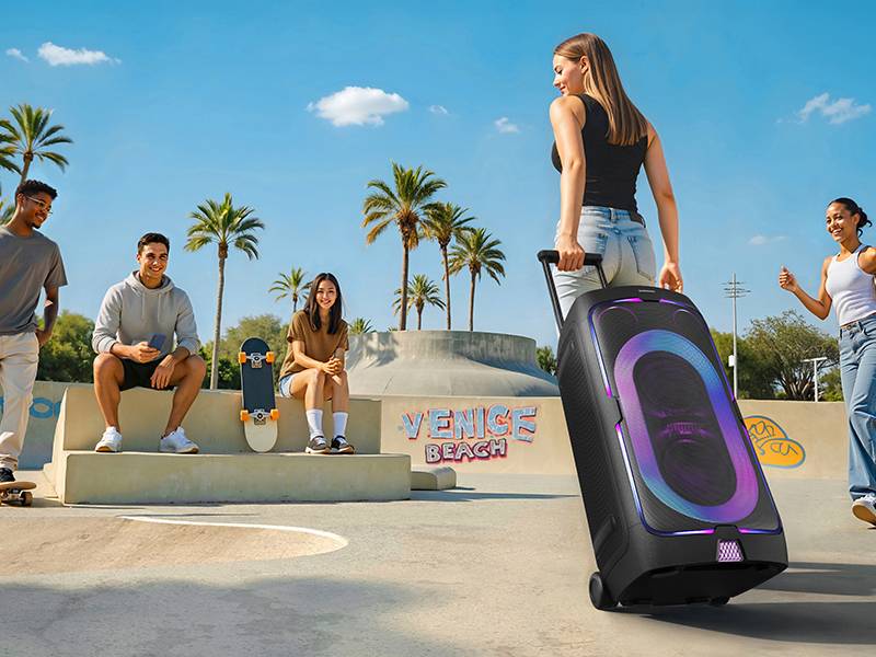 Torre de sonido Samsung MX-ST50F/ZF Transportable, lleva el sonido donde quieras