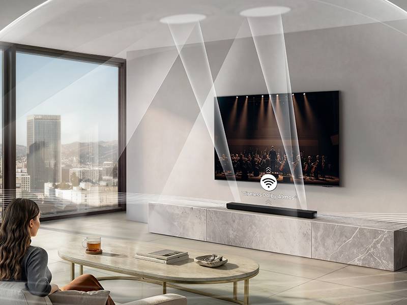 Barra de sonido Samsung HW-QS90H/XC - Sonido envolvente inalámbrico con Dolby Atmos® Barra de sonido Samsung HW-QS90H/XC Sonido envolvente inalámbrico con Dolby Atmos®