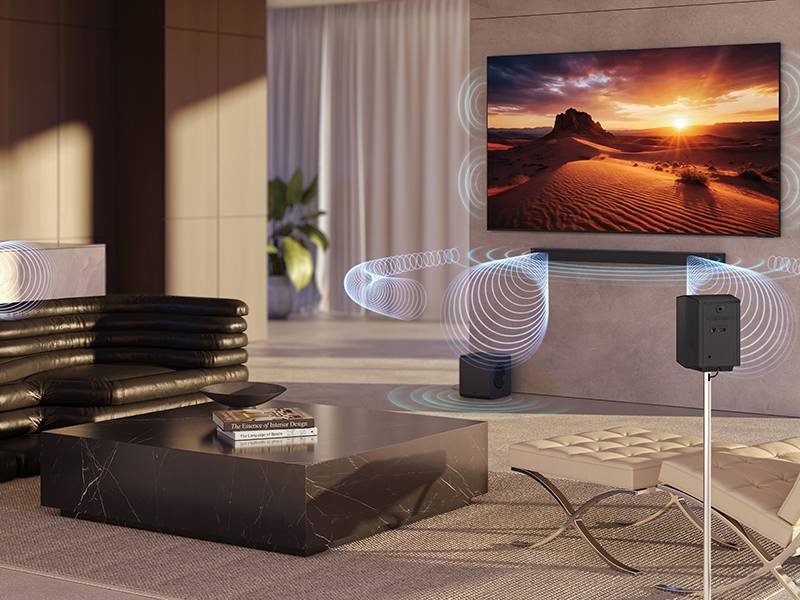 Barra de sonido Samsung HW-QS90H/XC Sonido de TV y barra… ¡a la vez! Q-Symphony