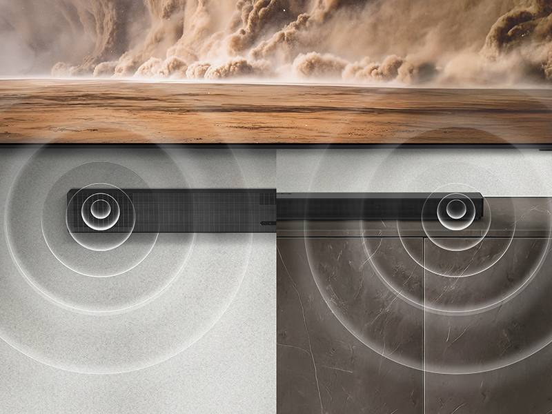 Barra de sonido Samsung HW-QS90H/XC Colócala cómo quieras con su tecnología Convertible Fit