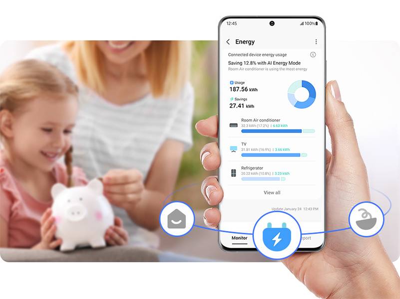 Frigorífico americano Samsung RS90F66BEFEF - SmartThings AI Energy Mode Frigorífico americano Samsung RS90F66BEFEF SmartThings AI Energy Mode