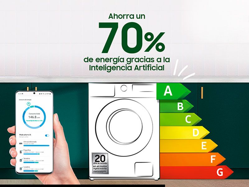 Lavadora Samsung WF90F09C4SU3 precio. Inteligencia Artificial y SmartThings