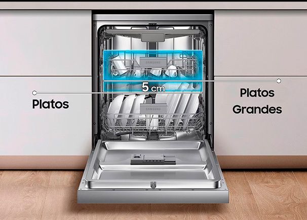 Lavavajillas Samsung DW60M6040FS/EC Cesta con altura regulable