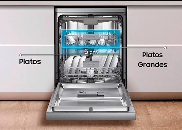 Lavavajillas Samsung DW60M6040FS/EC Cesta con altura regulable