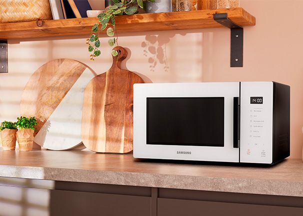 Microondas Samsung MG23T5018CWEC precio. Glass Touch. Cocina con estilo y de manera intuitiva.