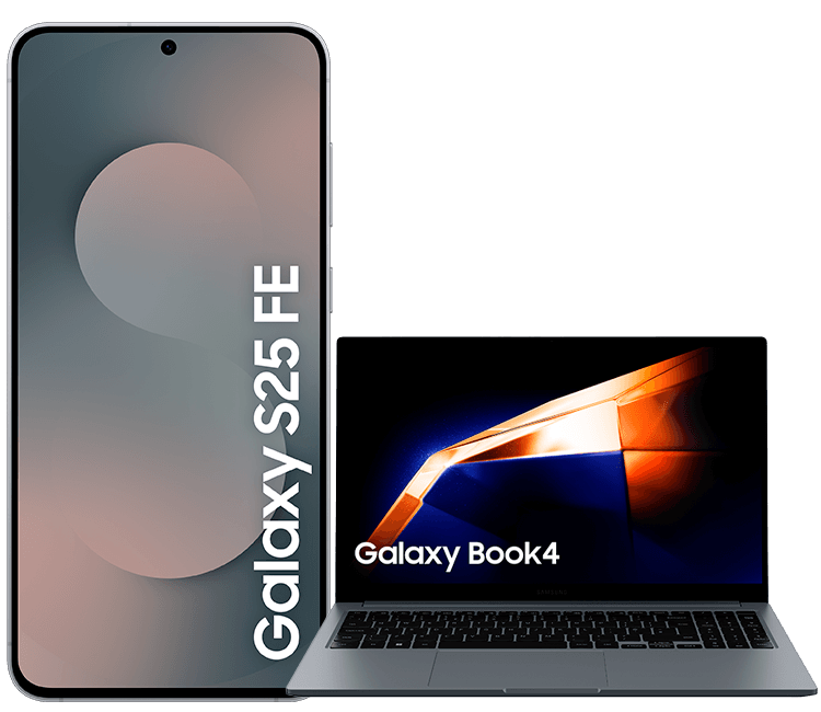 Samsung Galaxy S25 FE 128 GB negro + Galaxy Book4 i3 256 GB gris