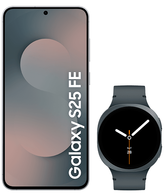 Samsung Galaxy S25 FE 128 GB negro + Samsung Galaxy Watch8 (44 mm) gris