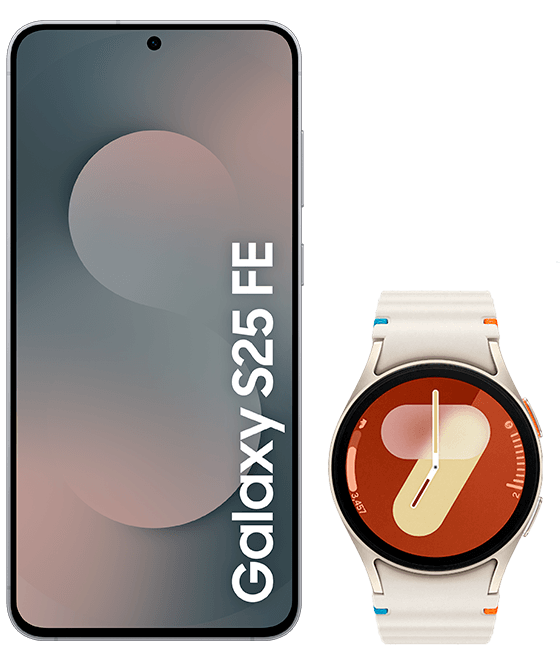 Samsung Galaxy S25 FE 128 GB negro + Samsung Galaxy Watch7 (40 mm) beige