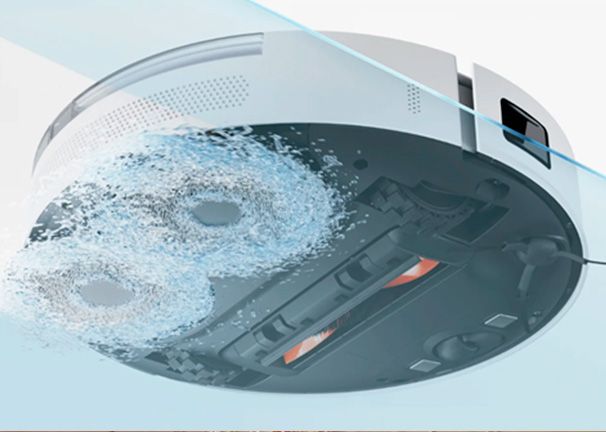 Robot aspirador Xiaomi Vacuum S20+ precio. Limpieza con dos almohadillas de mopa giratorias. Limpieza más eficiente.