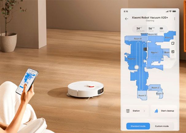 Robot aspirador Xiaomi Vacuum X20+ precio. Controla el método de limpieza con los dedos