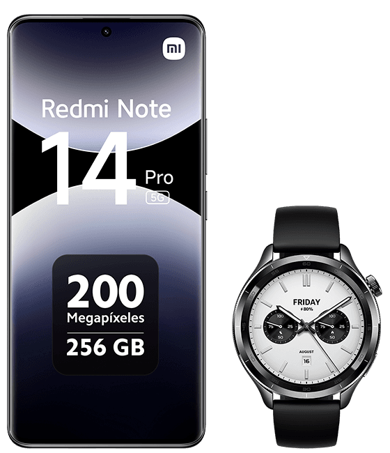 Xiaomi Redmi Note 14 Pro 5G 256 GB negro + Xiaomi Watch S4 negro Xiaomi Redmi Note 14 Pro 5G 256 GB negro + Xiaomi Watch S4 negro