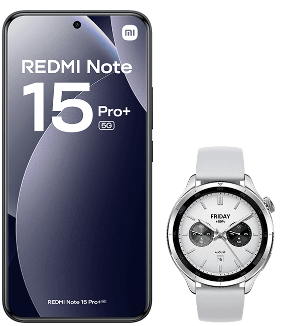 Xiaomi Redmi Note 15 Pro+ 5G 256 GB negro + Xiaomi Watch S4 plata Xiaomi Redmi Note 15 Pro+ 5G 256 GB negro + Xiaomi Watch S4 plata