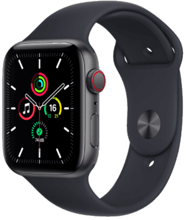 Apple Watch SE GPS + Cellular 44 mm Caja gris / Correa deportiva negra