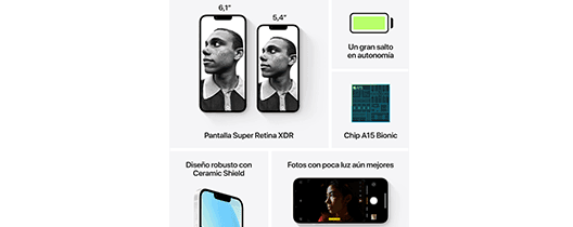 iPhone 13 512 GB Chip A15 Bionic para un rendimiento ultrarrápido