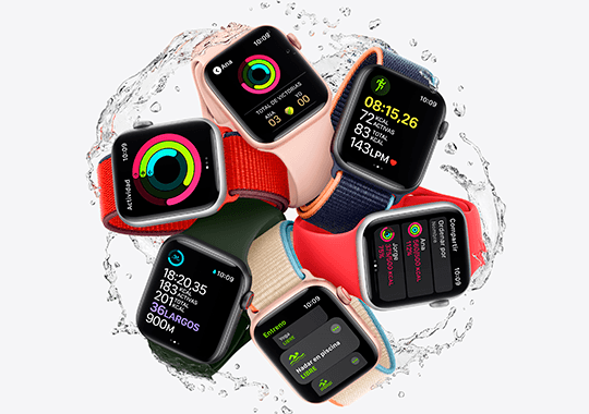 Apple Watch SE GPS + Cellular 44 mm Caja gris / Correa deportiva negra Motívate a cada paso