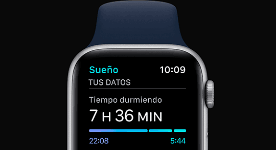 Apple Watch SE GPS + Cellular 44 mm Caja gris / Correa deportiva negra Para quienes sueñan con dormir