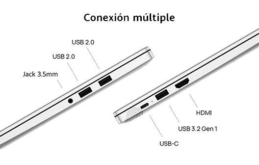 Huawei MateBook D 15 i5 plata 512 GB Conéctate a más posibilidades
