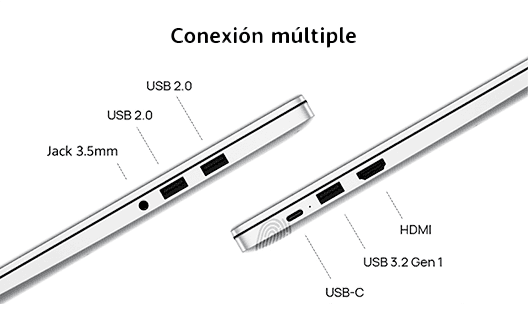 Huawei MateBook D 15 i5 plata 512 GB - Conéctate a más posibilidades Huawei MateBook D 15 i5 plata 512 GB Conéctate a más posibilidades