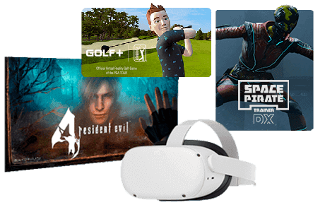 Meta Quest 2 + RE4 + Space Pirate Trainer DX + GOLF+ - Llévate tres juegos de regalo Meta Quest 2 + RE4 + Space Pirate Trainer DX + GOLF+ Llévate tres juegos de regalo