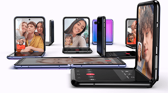 Samsung Galaxy Z Flip 5G gris Nuevos ángulos para el chat de vídeo