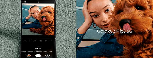 Samsung Galaxy Z Flip3 5G 128 GB reacondicionado Luces, cámaras, Z Flip3 y acción