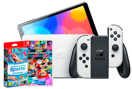 Consola Nintendo Switch OLED + Mario Kart 8 Deluxe + Switch Sports 64 GB