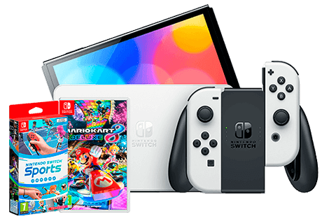 Consola Nintendo Switch OLED + Mario Kart 8 Deluxe + Switch Sports