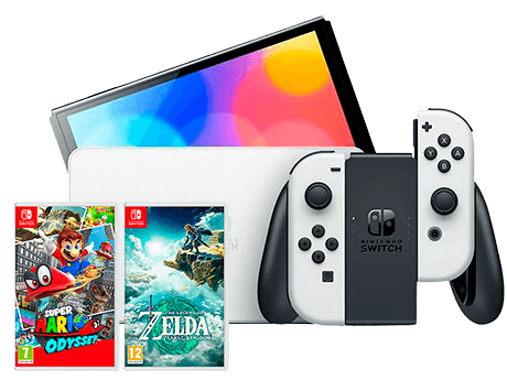 Consola Nintendo Switch OLED + Zelda Tears of the Kingdom + Super Mario Odyssey