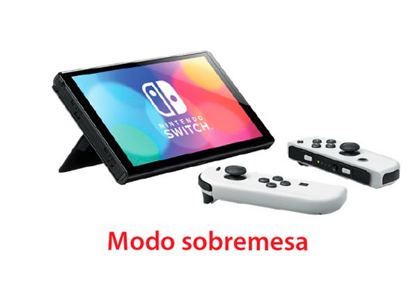 Nintendo Switch OLED en modo sobremesa con colores vivos y alta definición