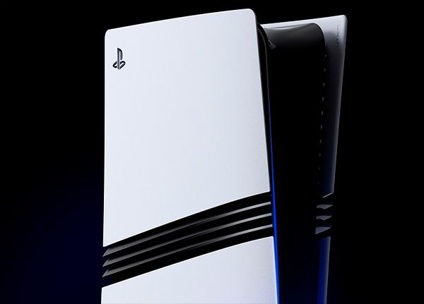 Detalle del diseño blanco y negro de la consola PS5