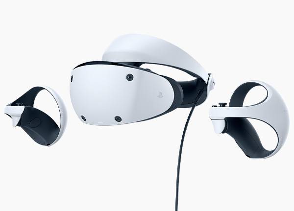 Detalle del diseño ergonómico del visor PlayStation VR2 en uso doméstico Detalle del diseño ergonómico del visor PlayStation VR2 en uso doméstico