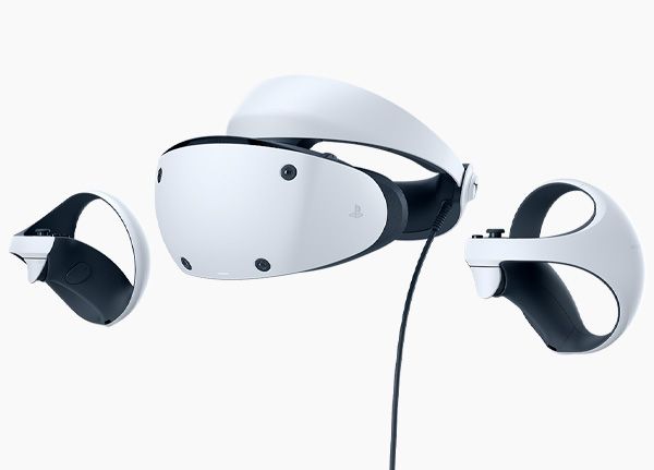 Detalle del diseño ergonómico del visor PlayStation VR2 en uso doméstico Detalle del diseño ergonómico del visor PlayStation VR2 en uso doméstico